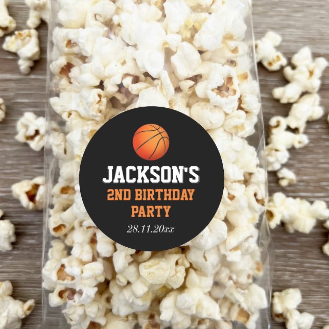 Adesivo Redondo Nascer Para O Aniversário de criança De Basquete D (Criador carregado)