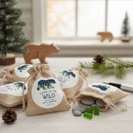 Adesivo Redondo Nascer Para Ser Chá de fraldas Selvagem