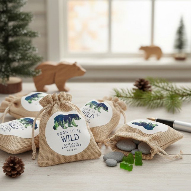 Adesivo Redondo Nascer Para Ser Chá de fraldas Selvagem (Criador carregado)