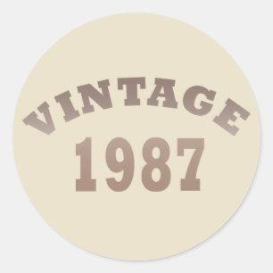 Adesivo Redondo Nascido em 1987 aniversário vintage