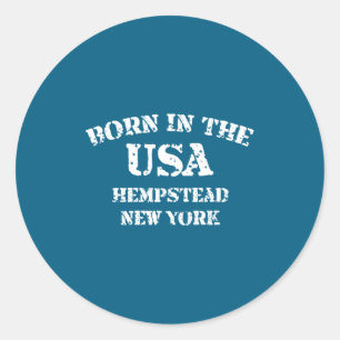 Adesivo Redondo Nascido Nos EUA Hempstead Nova York Com Visual Des