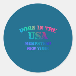 Adesivo Redondo Nascido Nos EUA Hempstead Nova York Com Visual Des