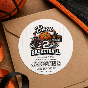 Adesivo Redondo Nascido para o Basquete Tema Esportivo para 2º A