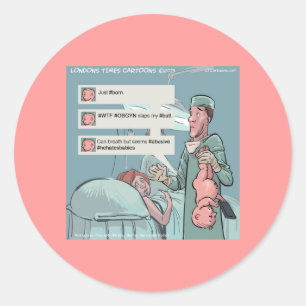 Adesivo Redondo Nascido para Tweetar Cartoon Divertido