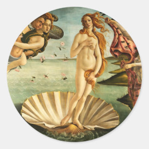 Adesivo Redondo Nascimento de Botticelli da pintura da arte de