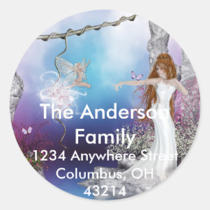 Adesivo Redondo Nascimento de uma Fairy Fantasy Return Address Lab