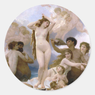 Adesivo Redondo Nascimento de Vênus por William-Adolphe Bouguereau