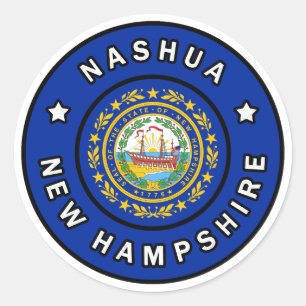 Adesivo Redondo Nashua New Hampshire