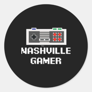 Adesivo Redondo Nashville Gamer Cidade 8-bit