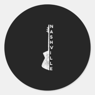 Adesivo Redondo Nashville Guitar Country Music Oferece Presentes