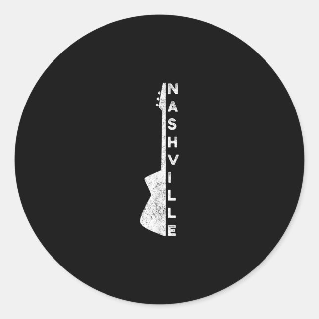 Adesivo Redondo Nashville Guitar Country Music Oferece Presentes (Frente)