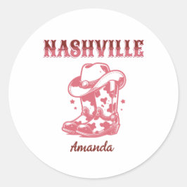 Adesivo Redondo nashville pink cowgirl bachelorette party