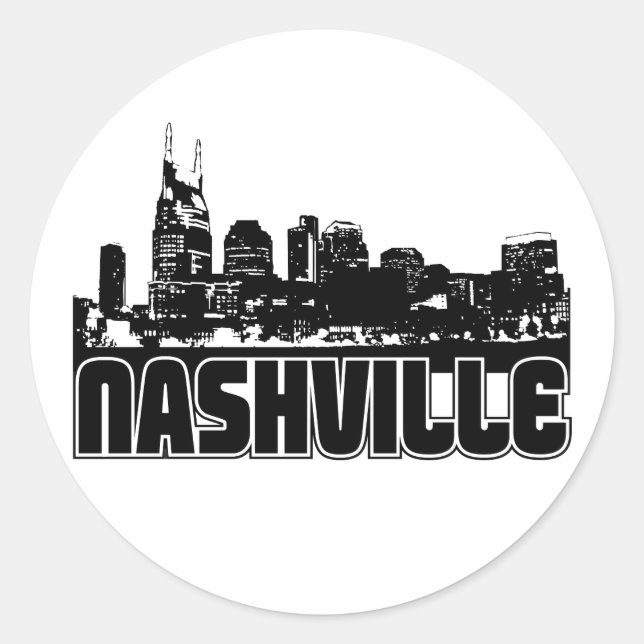 Adesivo Redondo Nashville Skyline (Frente)