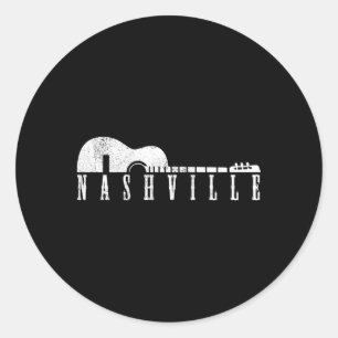 Adesivo Redondo Nashville Tennessee Country Music Guitar