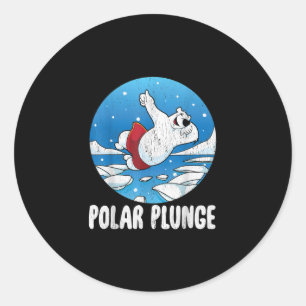 Adesivo Redondo Natação de inverno do Urso Polar de Gelado Polar