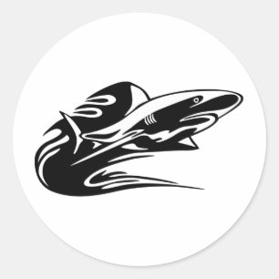 Adesivo Redondo Natação do tubarão