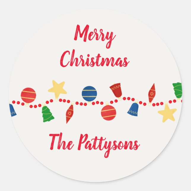 Adesivo Redondo Natais vintages com pérolas vermelhas (Frente)