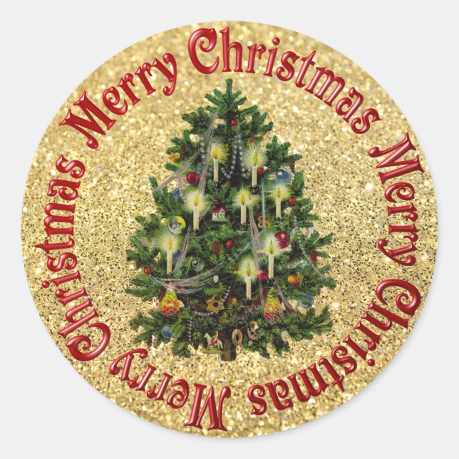 Adesivo Redondo natais vintages com velas adesivas (Frente)