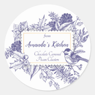 Adesivo Redondo Natais vintages, Cones de Pinheiros