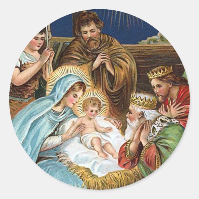 Adesivo Redondo natais vintages "Joyful Yuletide" (Frente)