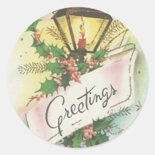 Adesivo Redondo natais vintages Lamp Posto