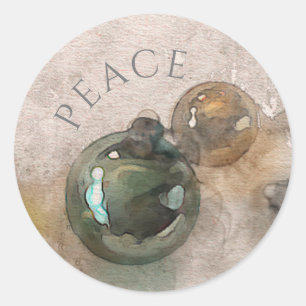 Adesivo Redondo Natais vintages Ornaments Watercolor Classic Rou