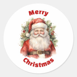 Adesivo Redondo Natais vintages que Santa Claus sorri