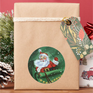 Adesivo Redondo natais vintages retro Papais noeis festivos