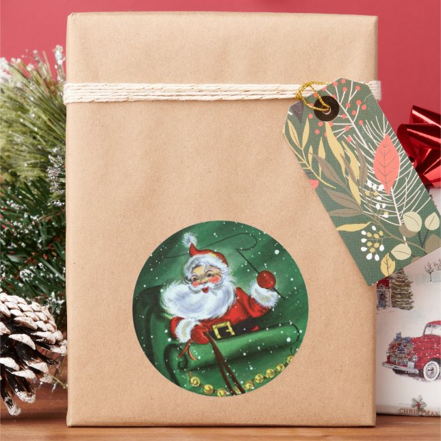 Adesivo Redondo natais vintages retro Papais noeis festivos (Feriado)