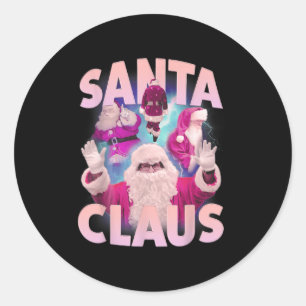 Adesivo Redondo Natais vintages Santa Claus Bootleg 90s Hip Hop