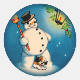 Adesivo Redondo Natais vintages Snowman Sticker