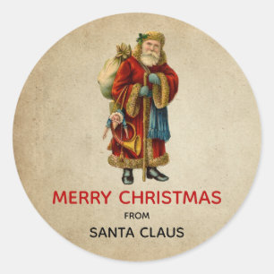Adesivo Redondo Natais vintages Velho Pai Natal