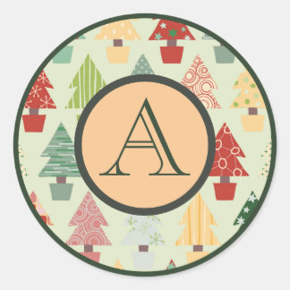 Adesivo Redondo NATAIS VINTAGES Vinheta INICIAL PERSONALIZADA DA Á