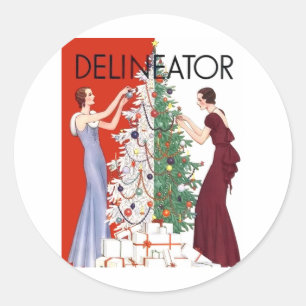 Adesivo Redondo Natal 1932 do vintage