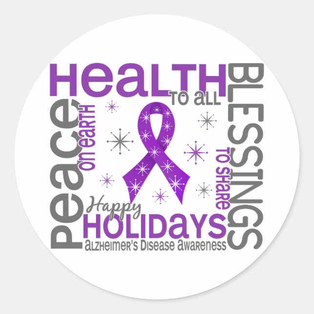 Adesivo Redondo Natal 4 Doença de Alzheimer Flocos de neve (Frente)