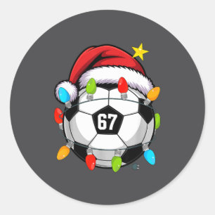 Adesivo Redondo Natal 67 Meme Bola de Futebol Gorro do Papai Noel