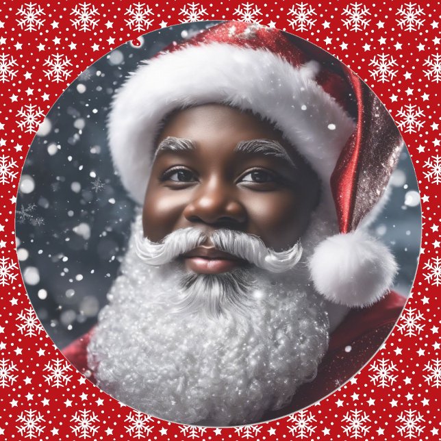 Adesivo Redondo Natal afro-americano do Papai Noel (Criador carregado)