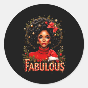 Adesivo Redondo Natal Afro-Americano Melanina Afro Trenó Que
