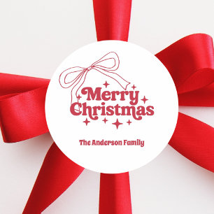 Adesivo Redondo Natal alegre arco desenhado à mão retrô