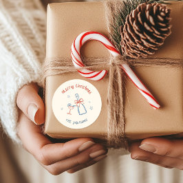 Adesivo Redondo Natal Alegre Desenhado à Mão com Capricho