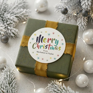 Adesivo Redondo Natal Alegre Divertido Colorido Personalizado