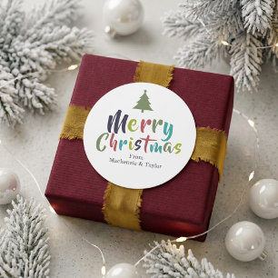 Adesivo Redondo Natal Alegre Divertido Colorido Personalizado
