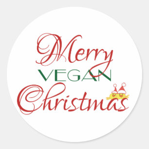 Adesivo Redondo Natal alegre do Vegan