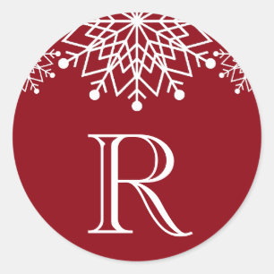 Adesivo Redondo Natal Alegre Selo de Envelope Vermelho e Branco