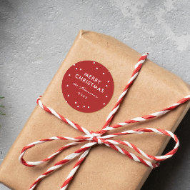Adesivo Redondo Natal Alegre Vermelho e Pontos Brancos Moderno