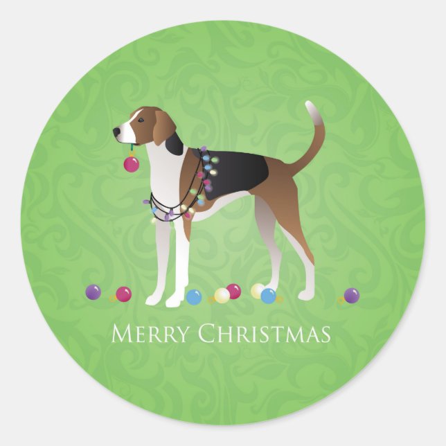 Adesivo Redondo Natal Americano de Foxhound - Feliz Naughn (Frente)
