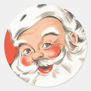 Adesivo Redondo Natal Antigo, Papai Noel Alegre com Sorriso