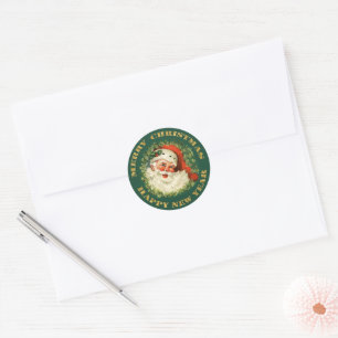 Adesivo Redondo Natal antiquado de Papai Noel