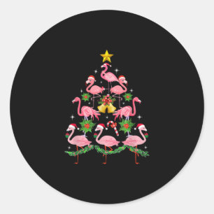 Adesivo Redondo Natal - Árvore de Natal Bonita Flamingo