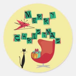 Adesivo Redondo Natal atômico Sricker da era do MCM